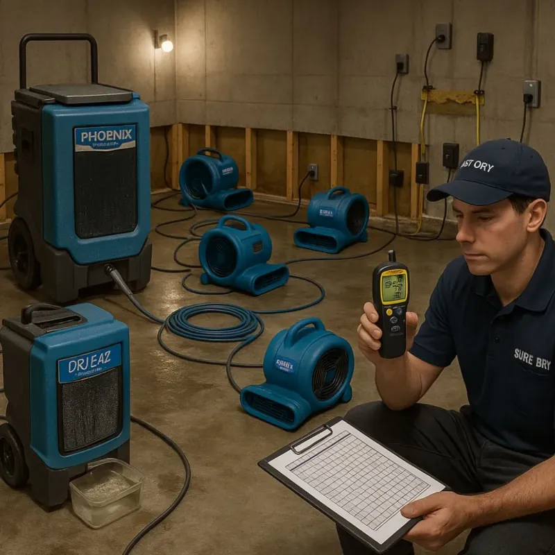 Structural Drying and Dehumidification process in Temple City, CA